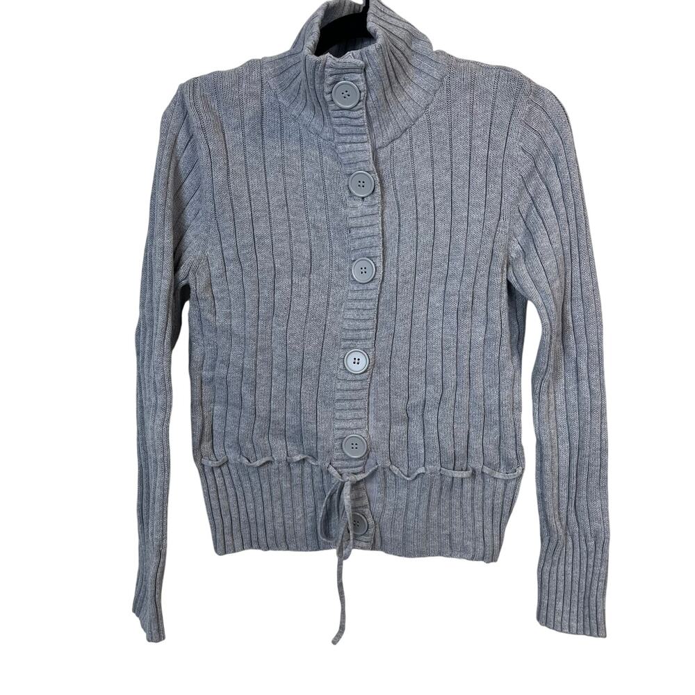 Faded Glory Gray Ribbed Button Sweater